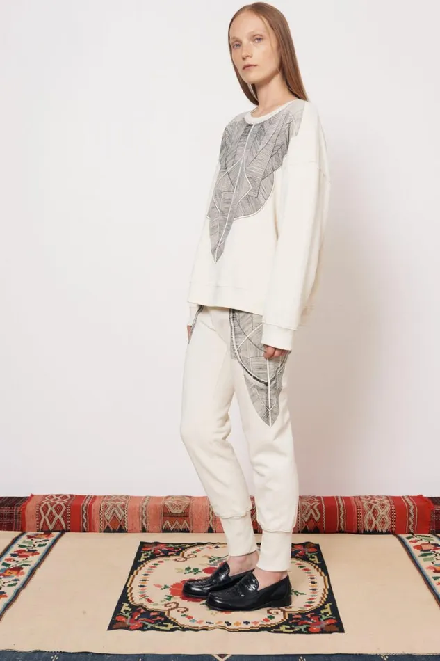 Raquel Allegra Tops Women Vintage Fleece Dirty White Yves Sweatshirt