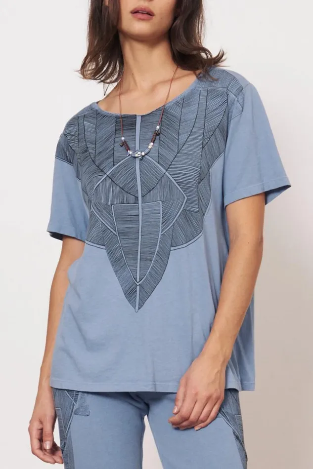 Raquel Allegra Tops Women Vintage Fleece French Blue Kibo Tee