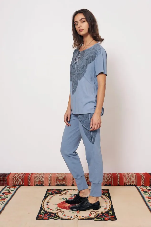 Raquel Allegra Tops Women Vintage Fleece French Blue Kibo Tee