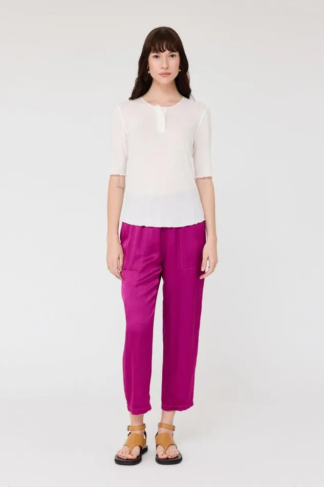 Raquel Allegra Tops Women Washed White Henley Zulu Top