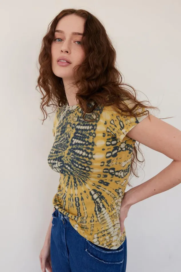 Raquel Allegra Tops Women Yellow And Navy Liv Tee