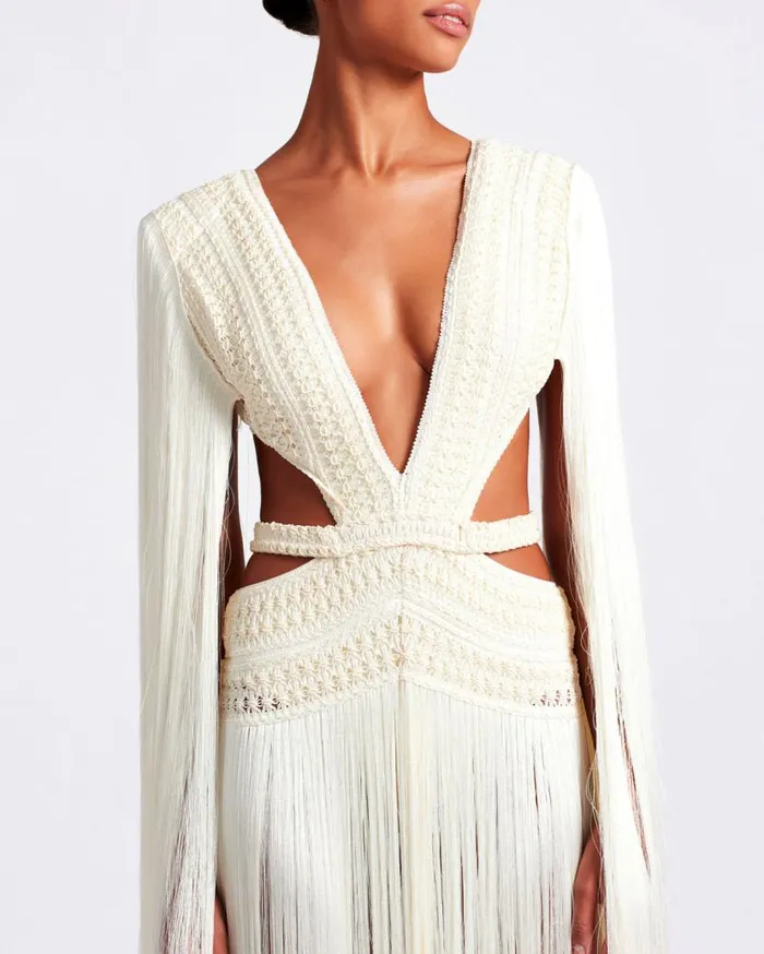 Ready To Wear ALLOVER PLUNGING FRINGE DRESS RUNWAY PatBO Dresses and Jumpsuits