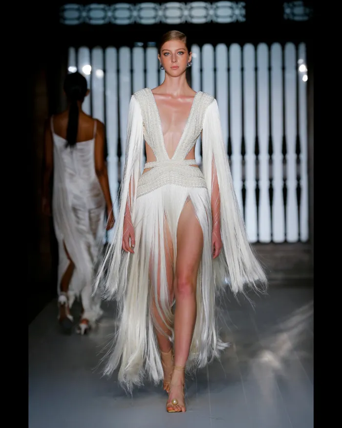 Ready To Wear ALLOVER PLUNGING FRINGE DRESS RUNWAY PatBO Dresses and Jumpsuits