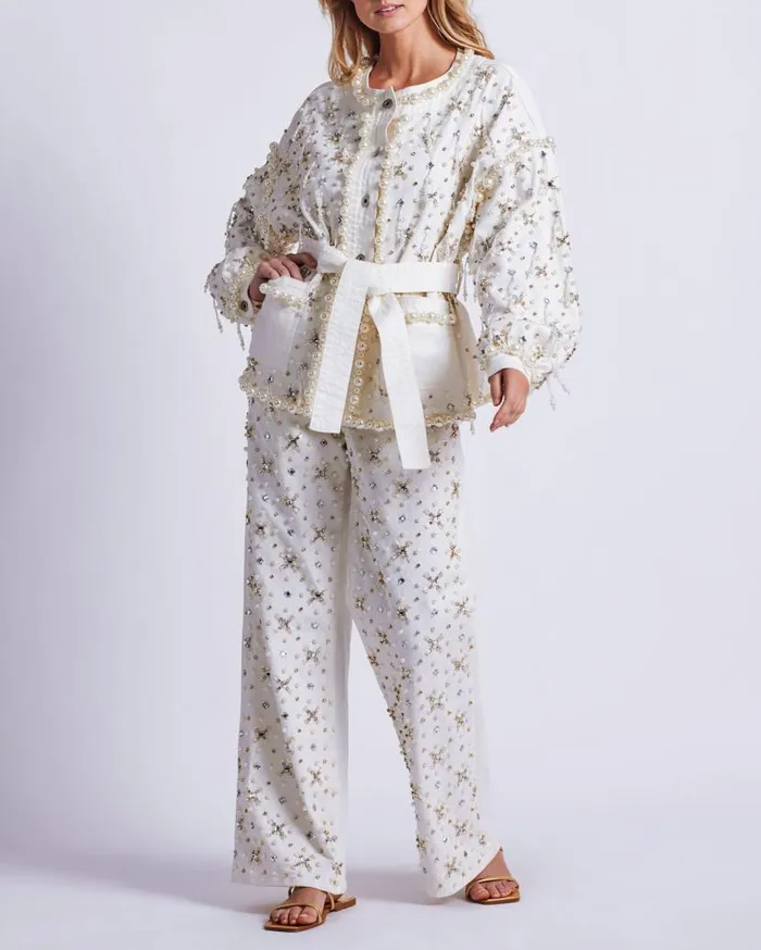 Ready To Wear Beaded Denim Jacket PatBO Jackets
