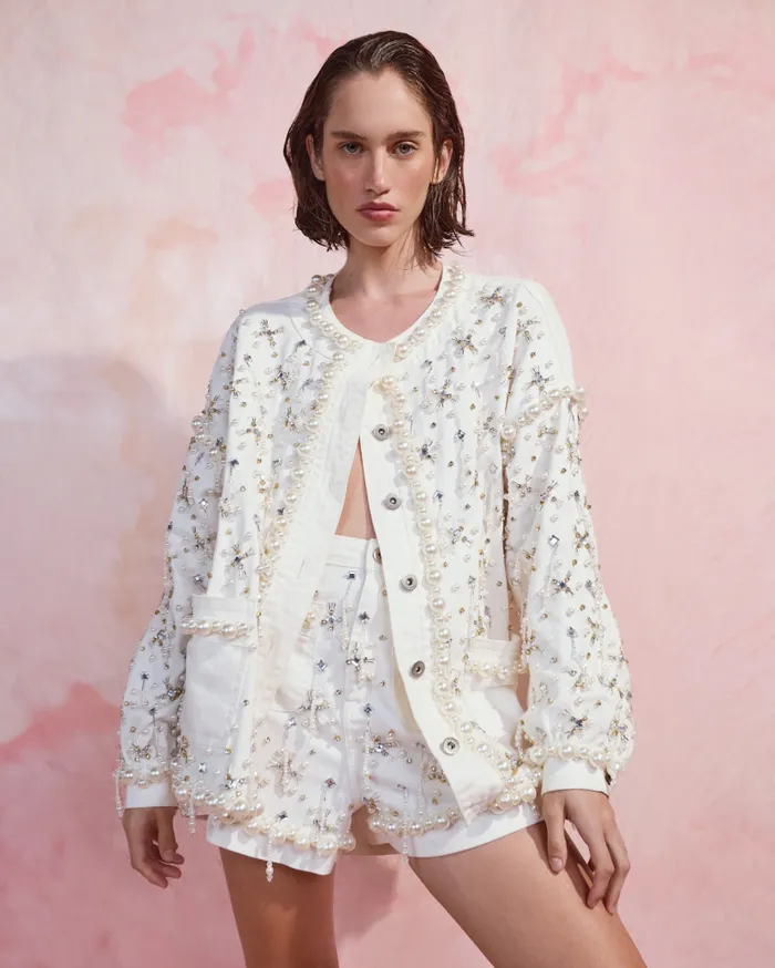 Ready To Wear Beaded Denim Jacket PatBO Jackets