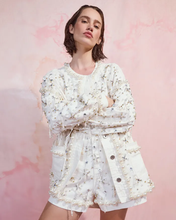 Ready To Wear Beaded Denim Jacket PatBO Jackets