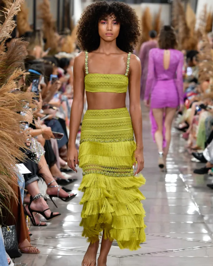 Ready To Wear Beaded Woven Cropped Top PatBO Tops and Bodysuits