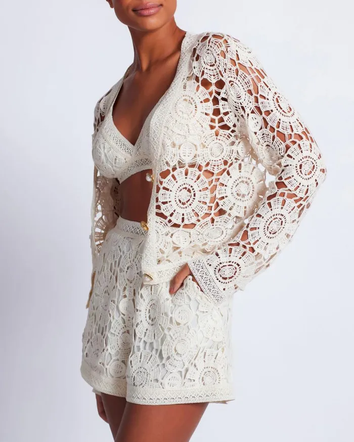 Ready To Wear Crochet High Waist Shorts PatBO Bottoms