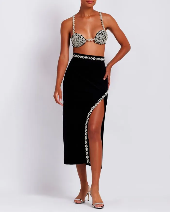 Ready To Wear Crystal Chain Midi Skirt FINAL SALE PatBO Bottoms