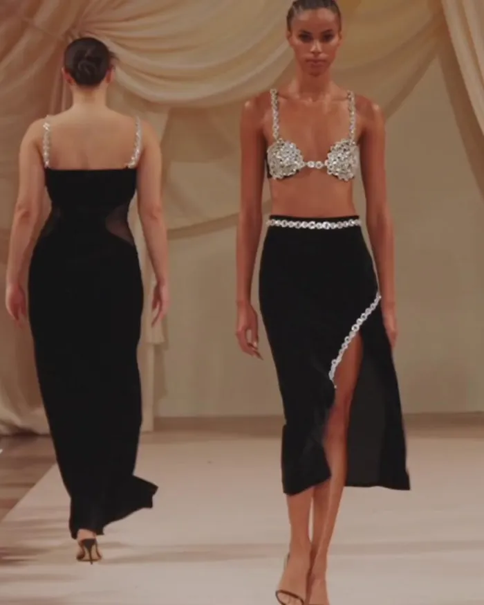 Ready To Wear Crystal Chain Midi Skirt FINAL SALE PatBO Bottoms