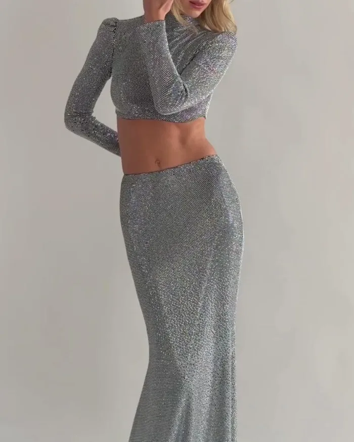 Ready To Wear Crystal Embellished Maxi Skirt FINAL SALE PatBO Bottoms