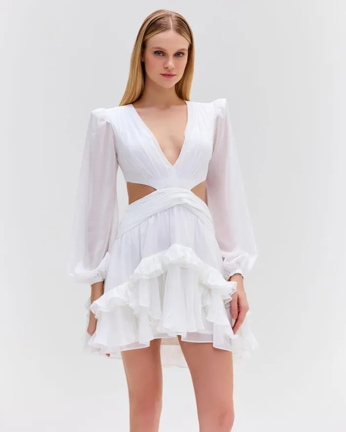 Ready To Wear DEEPV CUTOUT MINI DRESS PatBO Dresses and Jumpsuits