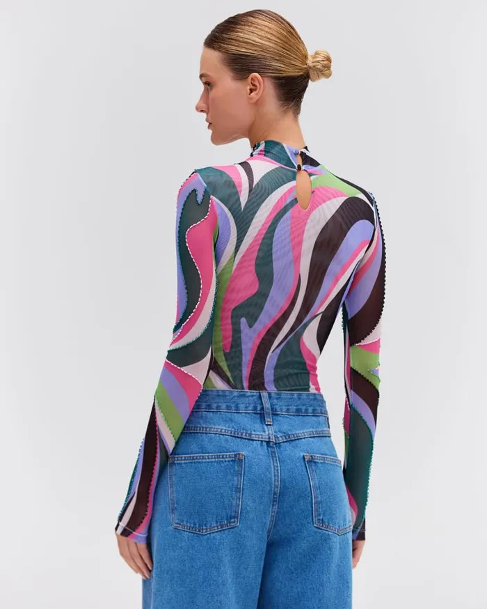 Ready To Wear Delos Beaded Tulle Bodysuit FINAL SALE PatBO Tops and Bodysuits