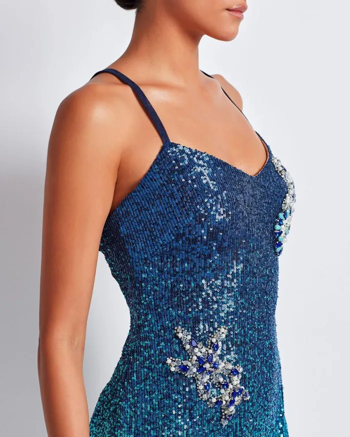 Ready To Wear EMBROIDERED OMBRE SEQUIN MINI DRESS FINAL SALE PatBO Dresses and Jumpsuits