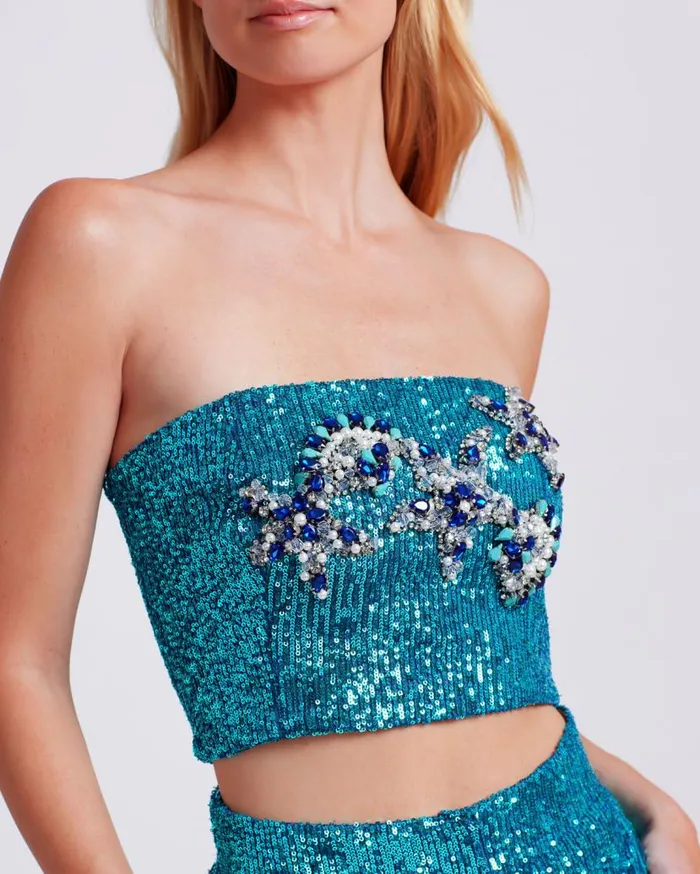 Ready To Wear EMBROIDERED OMBRE SEQUIN TOP FINAL SALE PatBO Tops and Bodysuits