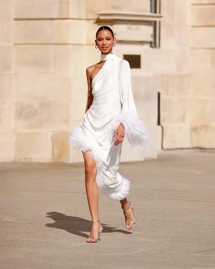 Ready To Wear FEATHER TRIM OSCAR DRESS PatBO Dresses and Jumpsuits