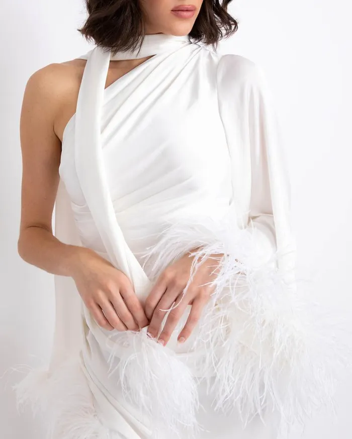 Ready To Wear FEATHER TRIM OSCAR DRESS PatBO Dresses and Jumpsuits