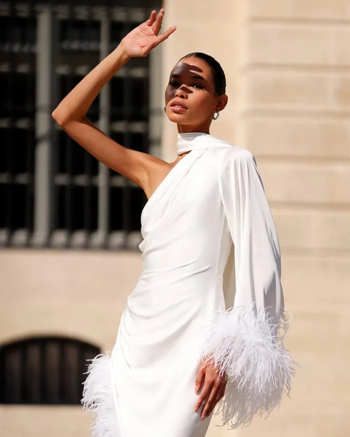 Ready To Wear FEATHER TRIM OSCAR DRESS PatBO Dresses and Jumpsuits