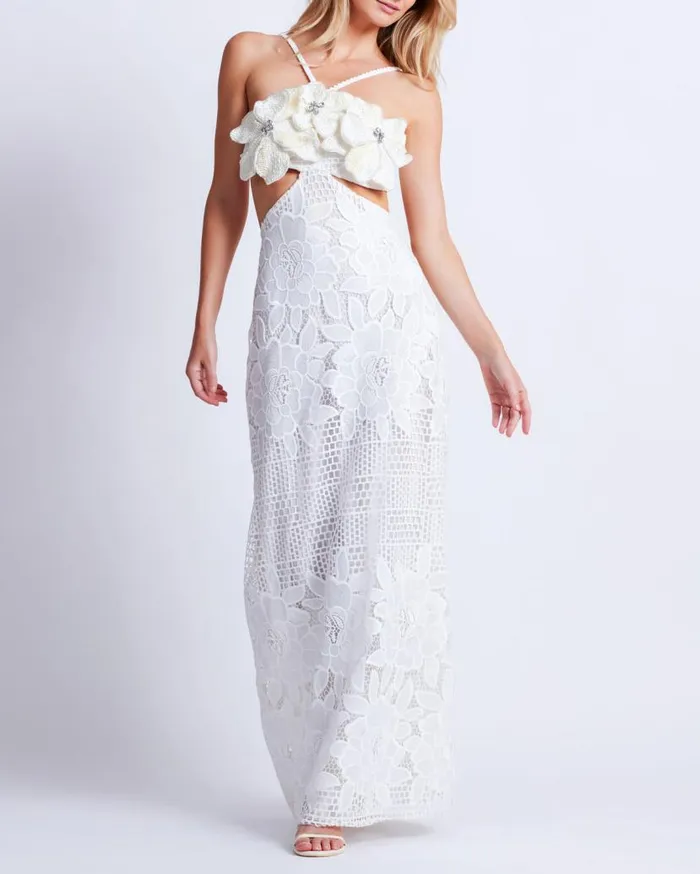 Ready To Wear Flower Embroidered Maxi Dress PatBO Dresses and Jumpsuits