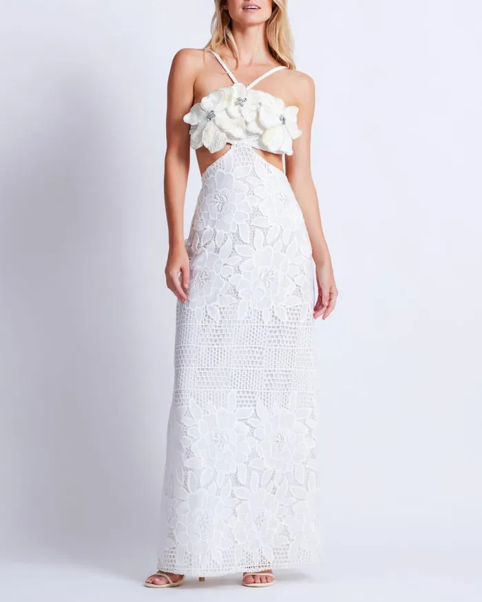 Ready To Wear Flower Embroidered Maxi Dress PatBO Dresses and Jumpsuits