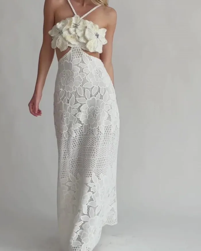 Ready To Wear Flower Embroidered Maxi Dress PatBO Dresses and Jumpsuits