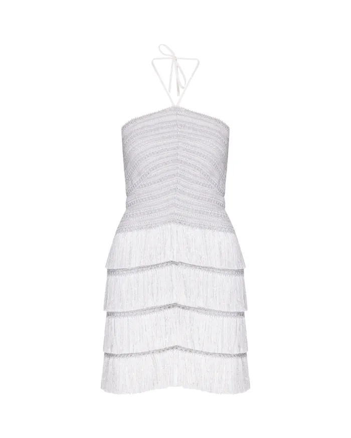 Ready To Wear Fringe Halterneck Mini Dress PatBO Dresses and Jumpsuits