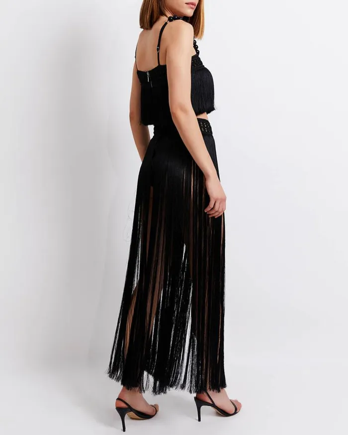 Ready To Wear Fringe Maxi Skirt With Builtin Bottom FINAL SALE PatBO Bottoms