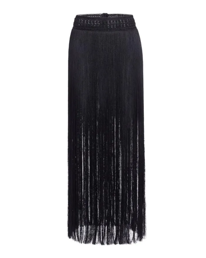 Ready To Wear Fringe Maxi Skirt With Builtin Bottom FINAL SALE PatBO Bottoms