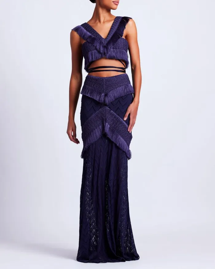 Ready To Wear Fringe Trim Cropped Top FINAL SALE PatBO Tops and Bodysuits