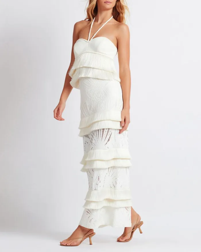 Ready To Wear Fringe Trim Lace Maxi Skirt PatBO Bottoms