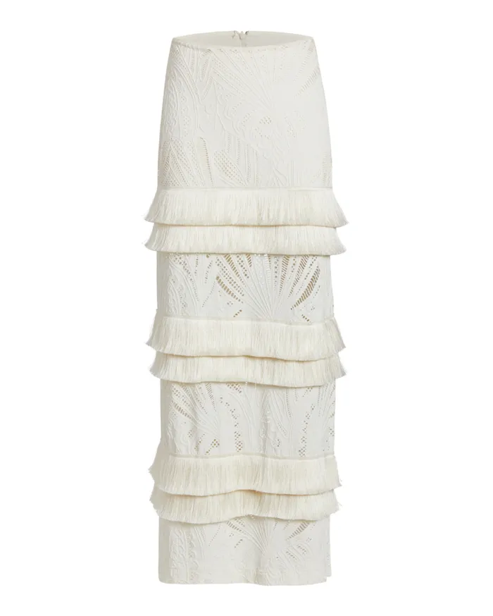 Ready To Wear Fringe Trim Lace Maxi Skirt PatBO Bottoms
