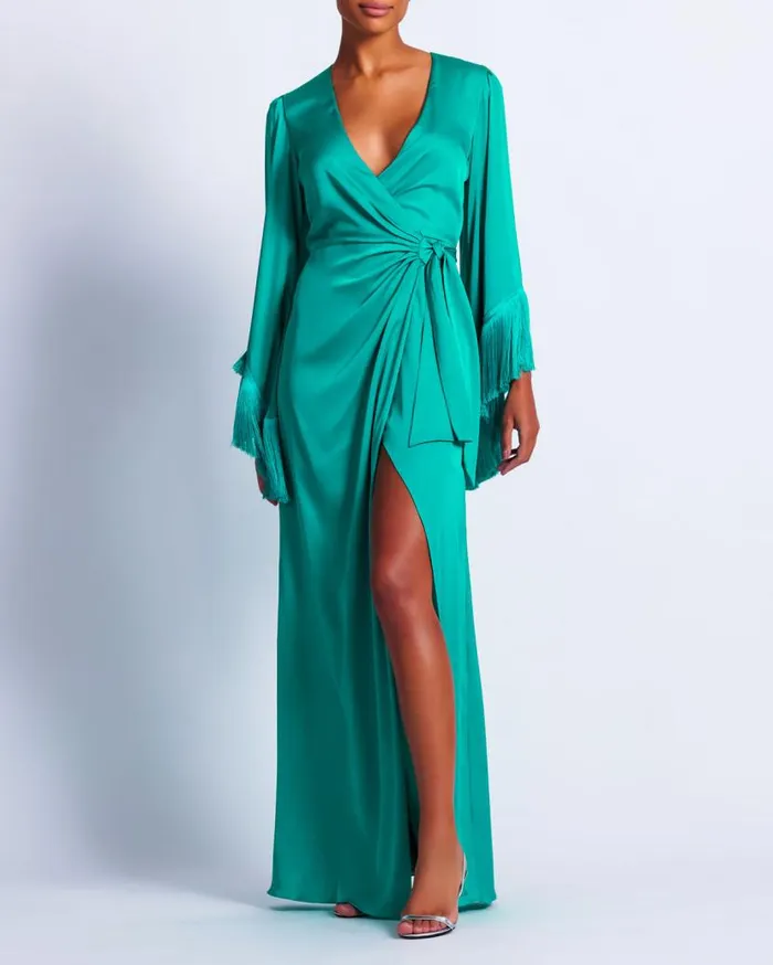 Ready To Wear Fringe Trim Wrap Dress PatBO Dresses and Jumpsuits