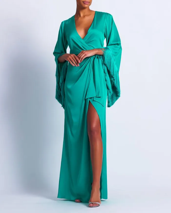 Ready To Wear Fringe Trim Wrap Dress PatBO Dresses and Jumpsuits