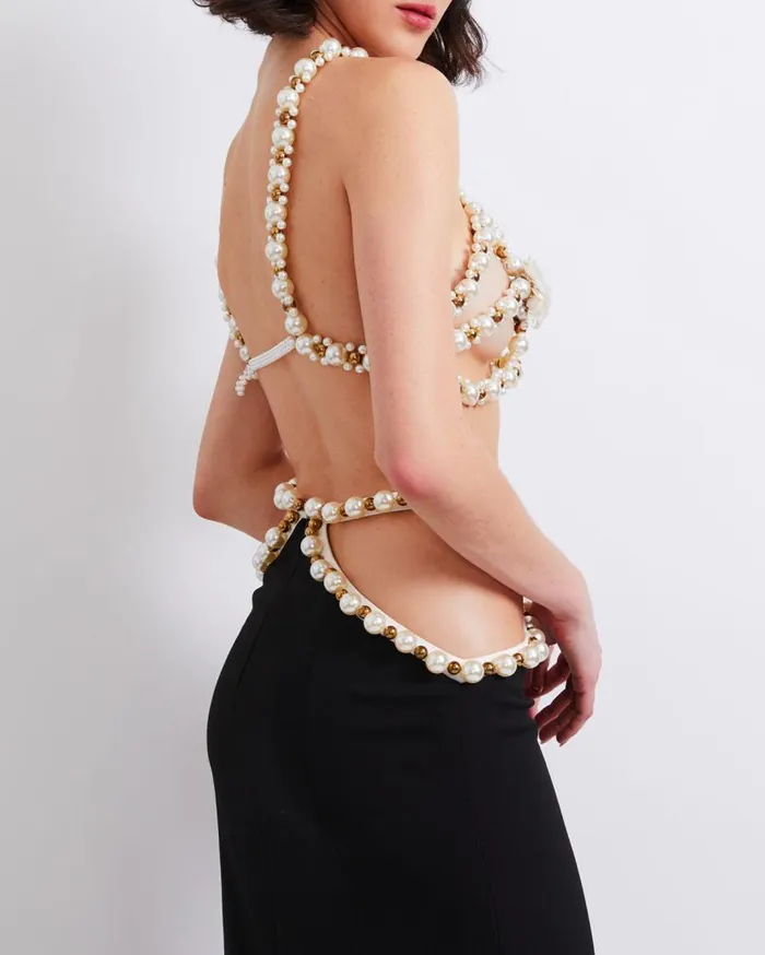 Ready To Wear HANDBEADED CUTOUT MAXI SKIRT FINAL SALE PatBO Bottoms