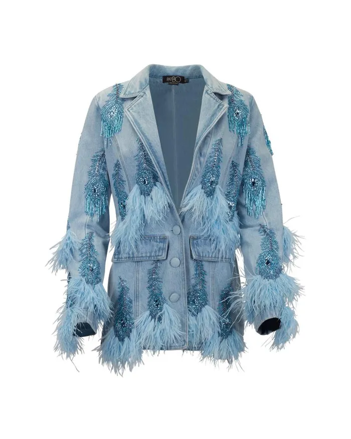 Ready To Wear HandBeaded Denim Blazer EXCLUSIVE PatBO Matching Sets