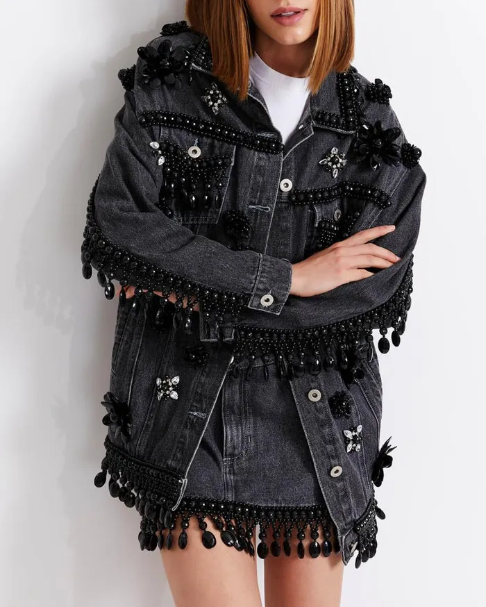 Ready To Wear HandBeaded Denim Jacket FINAL SALE PatBO Jackets