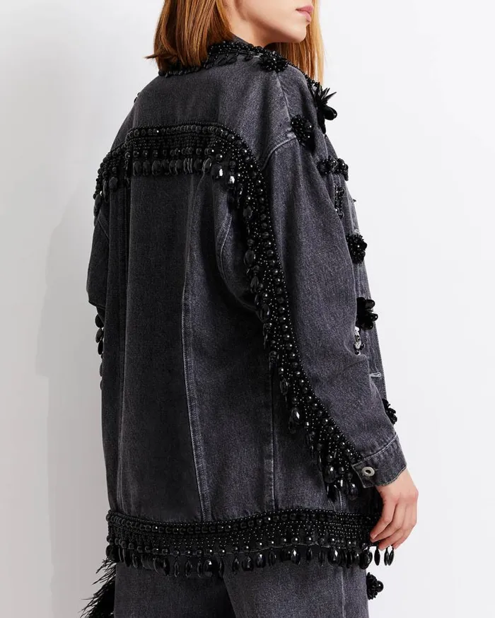 Ready To Wear HANDBEADED DENIM JACKET FINAL SALE PatBO Jackets