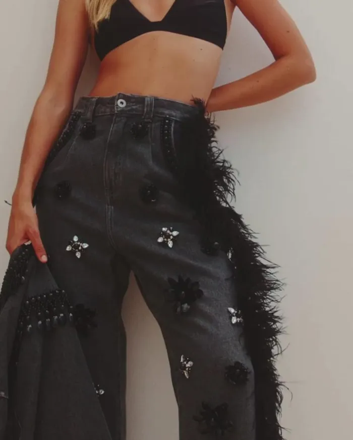Ready To Wear HANDBEADED DENIM JACKET FINAL SALE PatBO Jackets