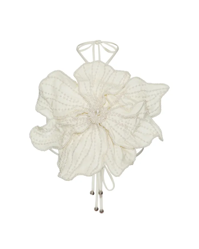 Ready To Wear HANDBEADED FLOWER TOP PatBO Tops and Bodysuits