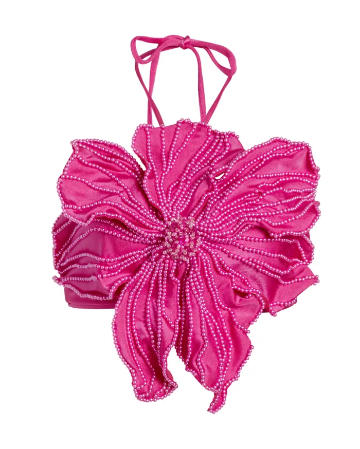 Ready To Wear HANDBEADED FLOWER TOP PatBO Tops and Bodysuits