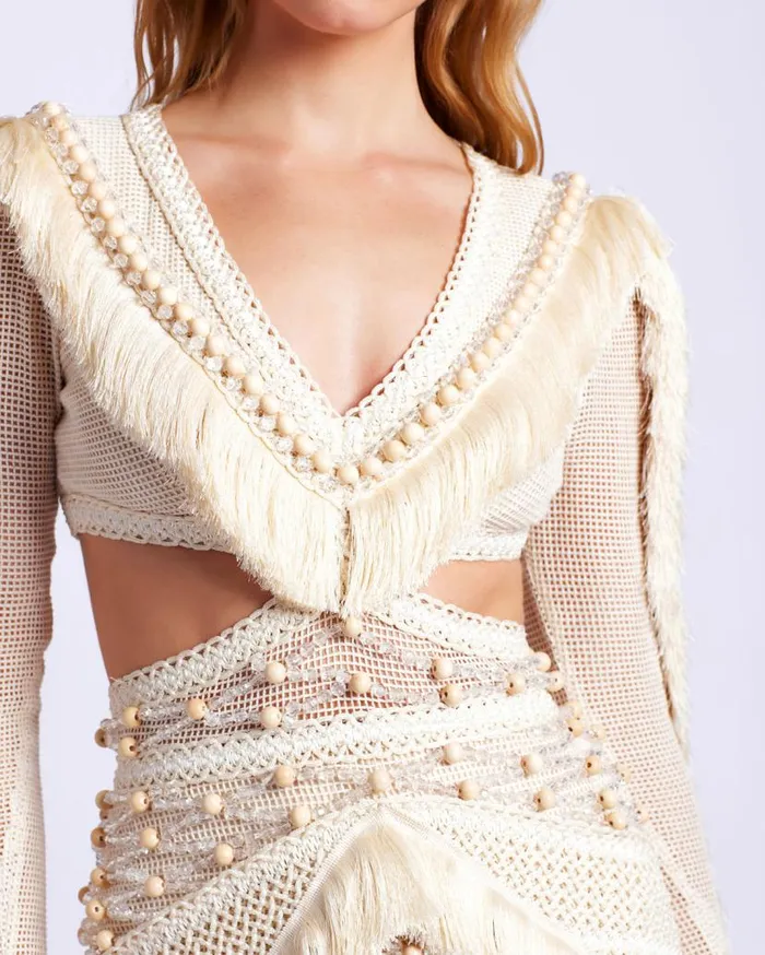 Ready To Wear HandBeaded Fringe Mini Dress RUNWAY PatBO Dresses and Jumpsuits Ready To Wear HandBeaded Fringe Mini Dress RUNWAY PatBO Dresses and Jumpsuits