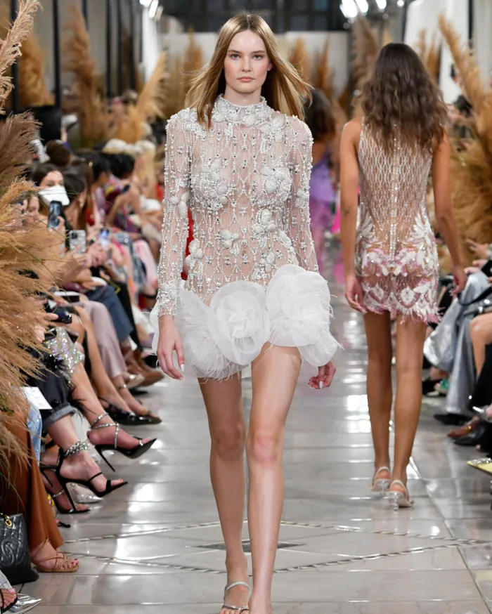Ready To Wear HandBeaded High Neck Mini Dress PatBO Dresses and Jumpsuits
