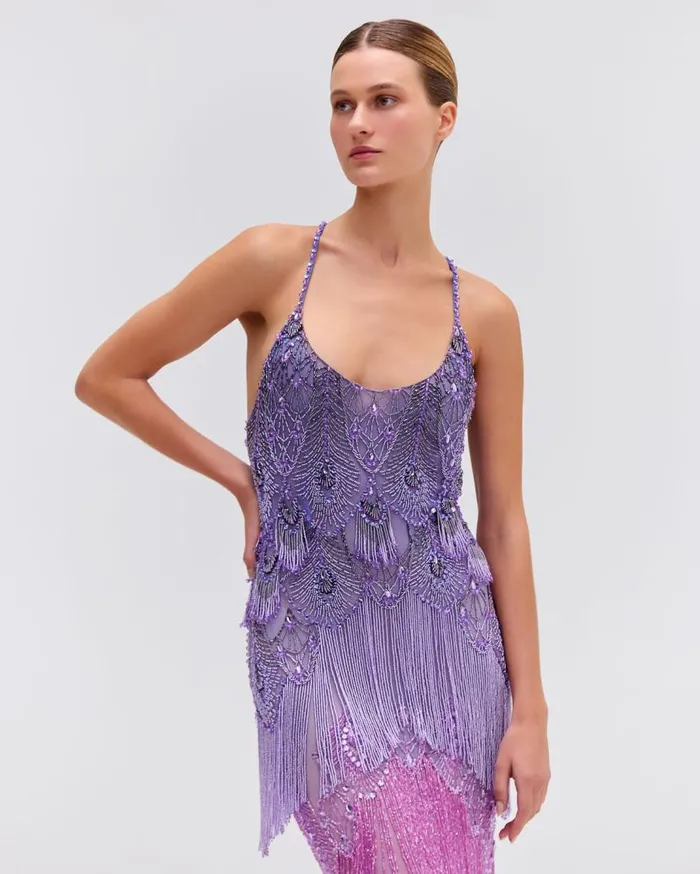 Ready To Wear HandBeaded Ombre Gown PatBO Dresses and Jumpsuits