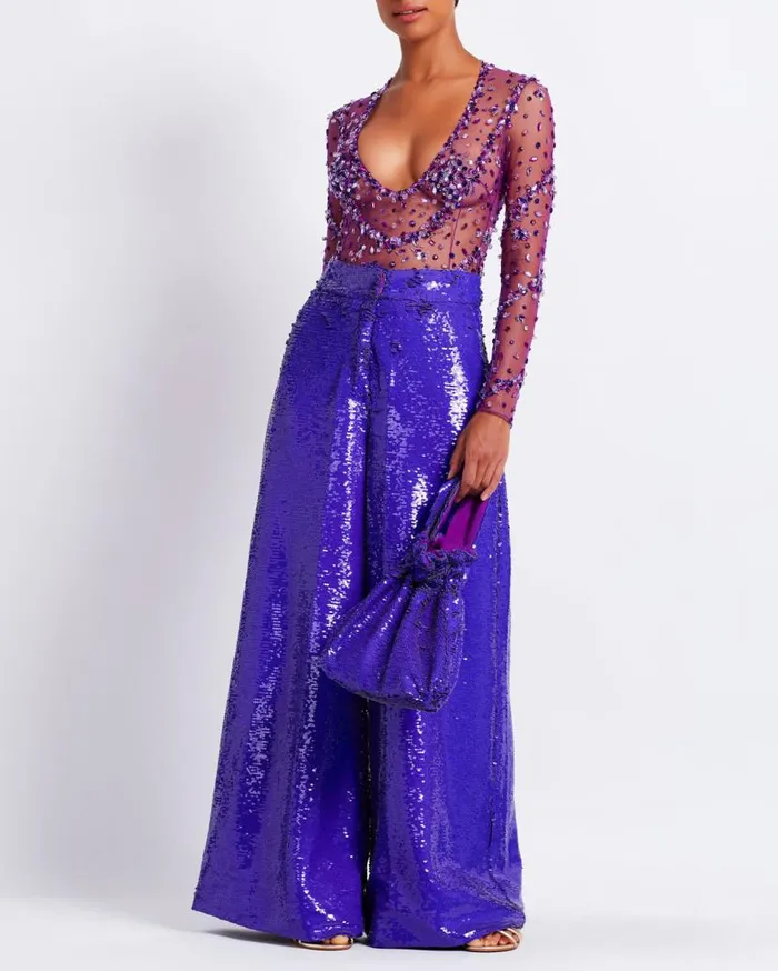 Ready To Wear HANDBEADED SCOOP NECK BODYSUIT FINAL SALE PatBO Matching Sets