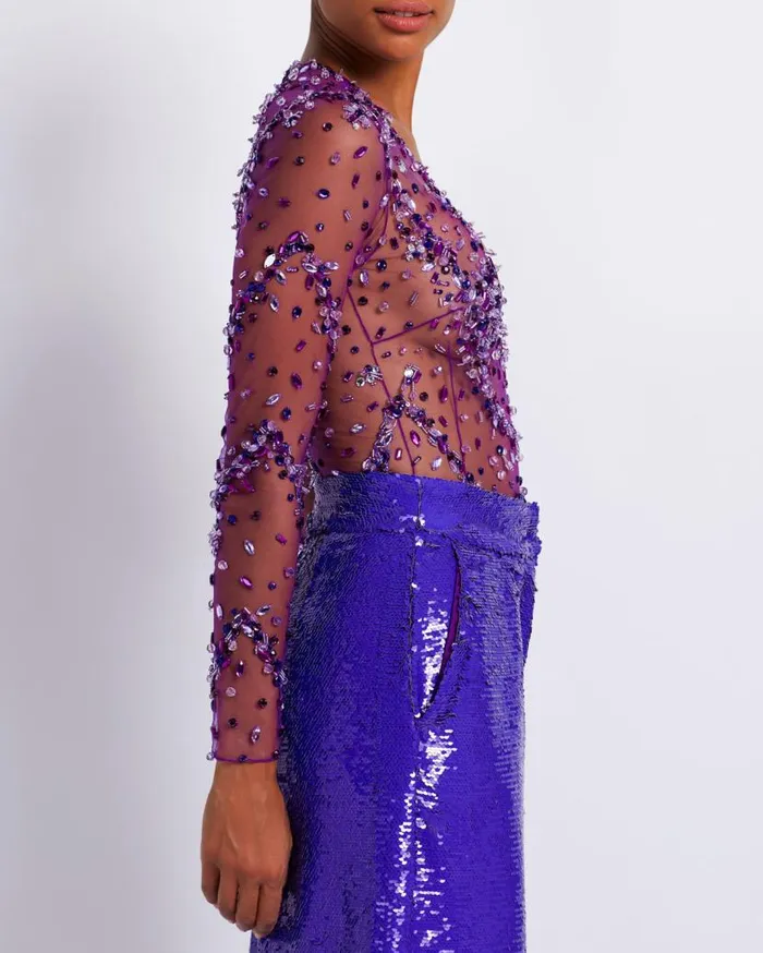Ready To Wear HANDBEADED SCOOP NECK BODYSUIT FINAL SALE PatBO Matching Sets