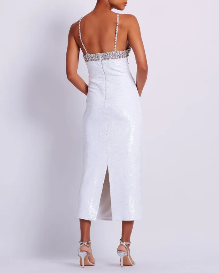 Ready To Wear HANDBEADED SEQUIN MIDI DRESS FINAL SALE PatBO Dresses and Jumpsuits