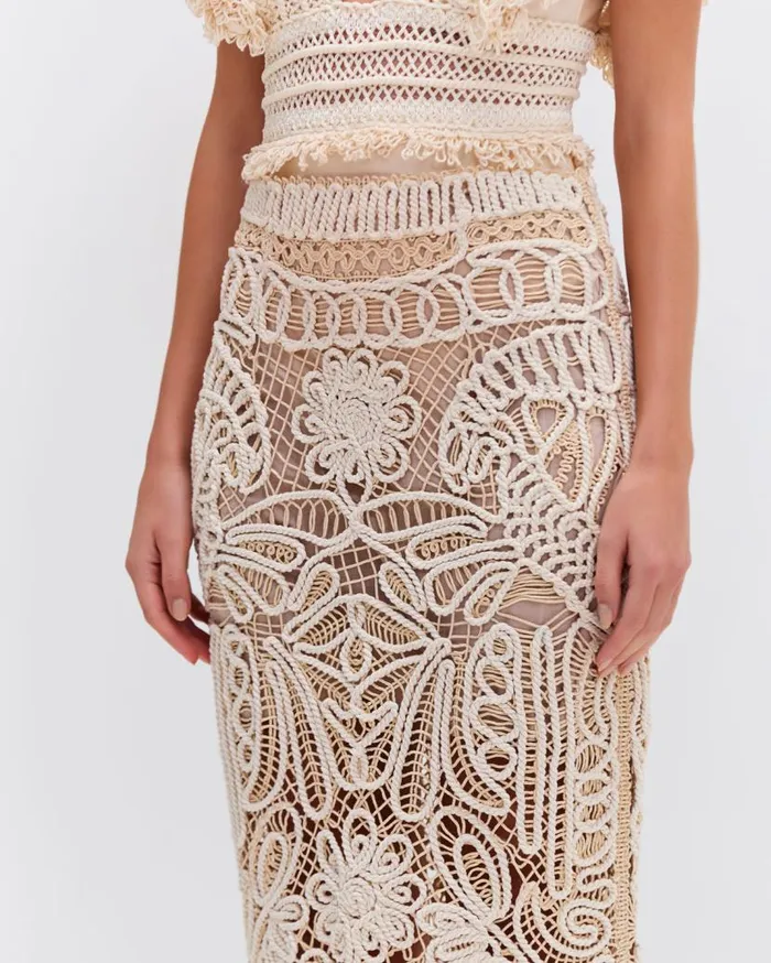 Ready To Wear HANDWOVEN MIDI SKIRT PatBO Bottoms