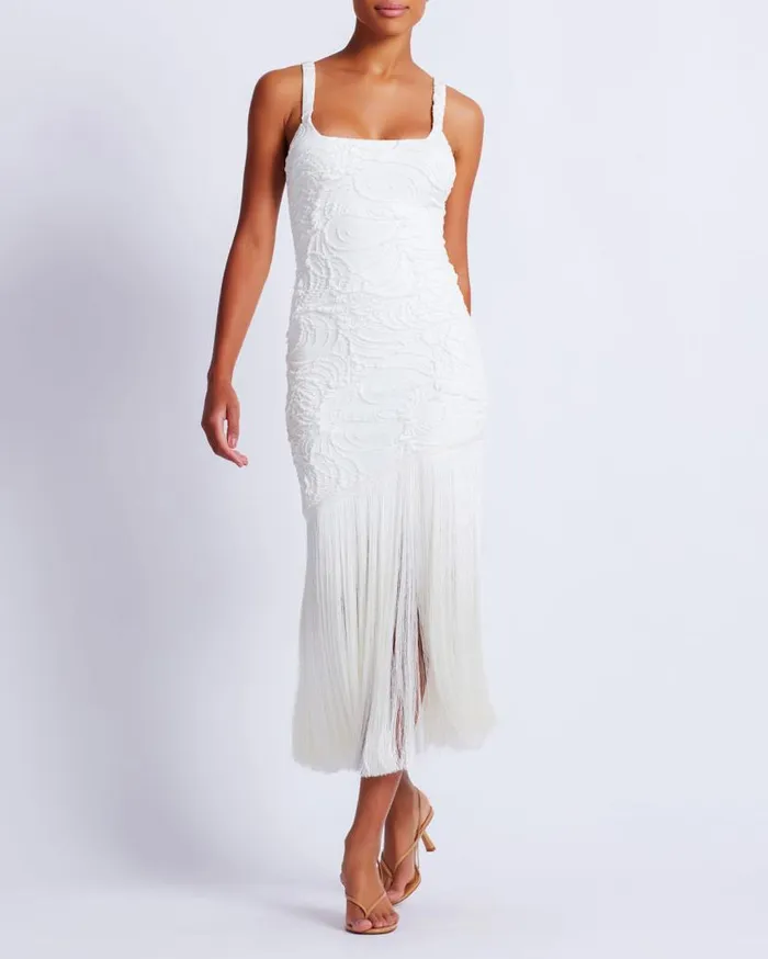 Ready To Wear Jacquard Fringe Maxi Dress PatBO Dresses and Jumpsuits