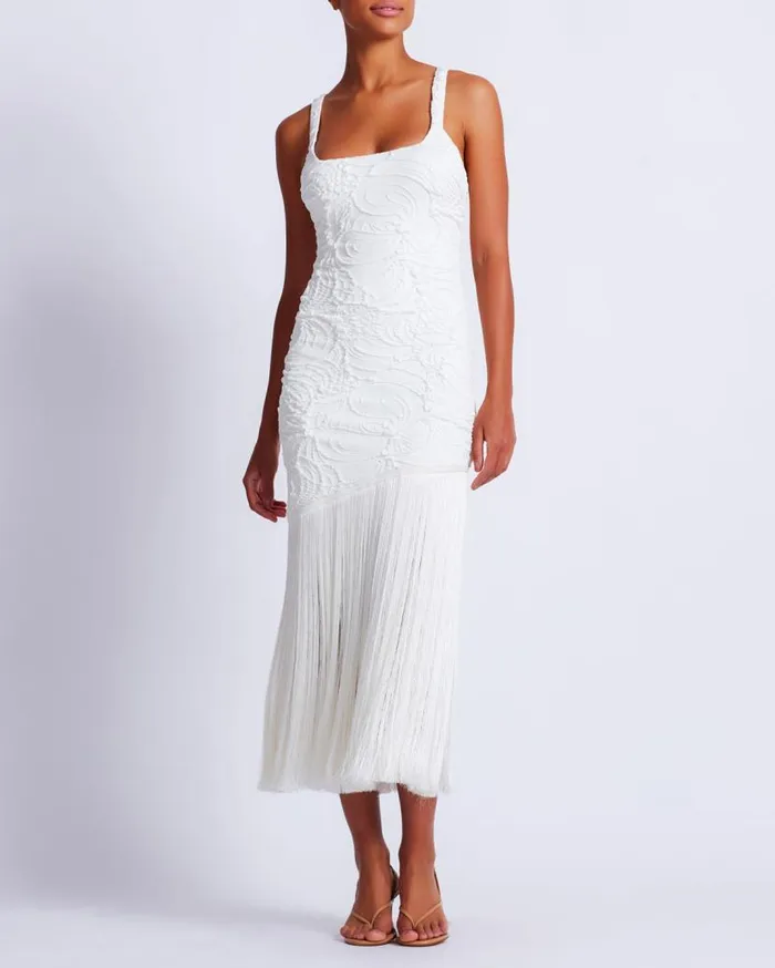 Ready To Wear Jacquard Fringe Maxi Dress PatBO Dresses and Jumpsuits
