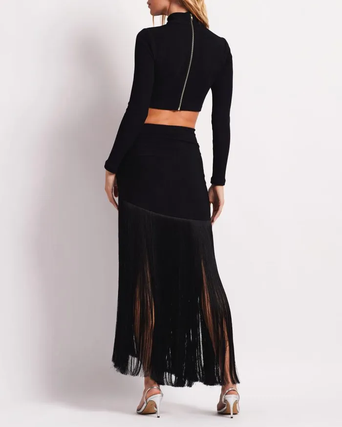 Ready To Wear Knit Mock Neck Cropped Top FINAL SALE PatBO Tops and Bodysuits
